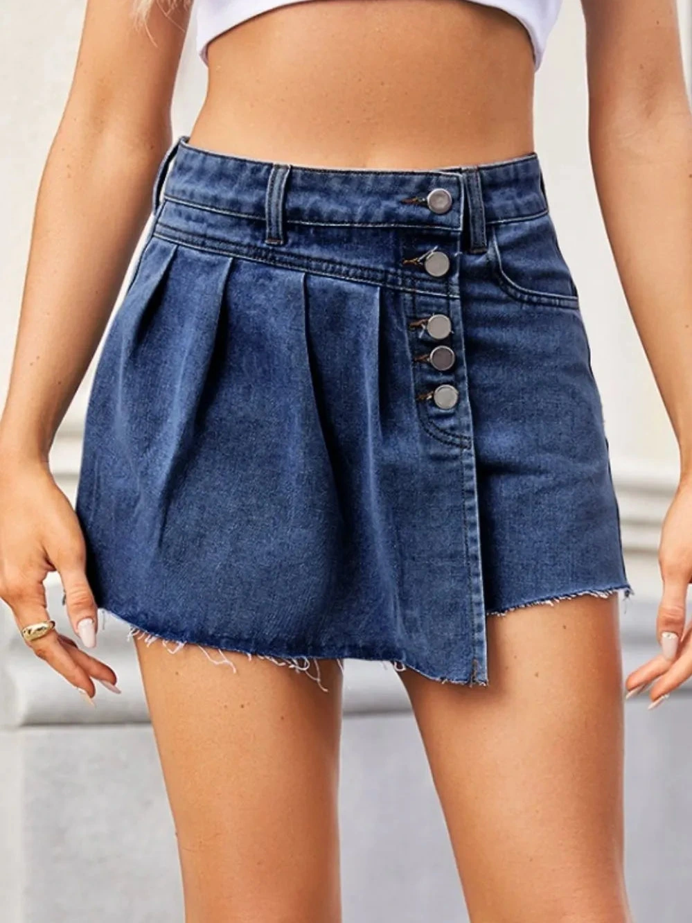 Raw Hem Denim skort product photo