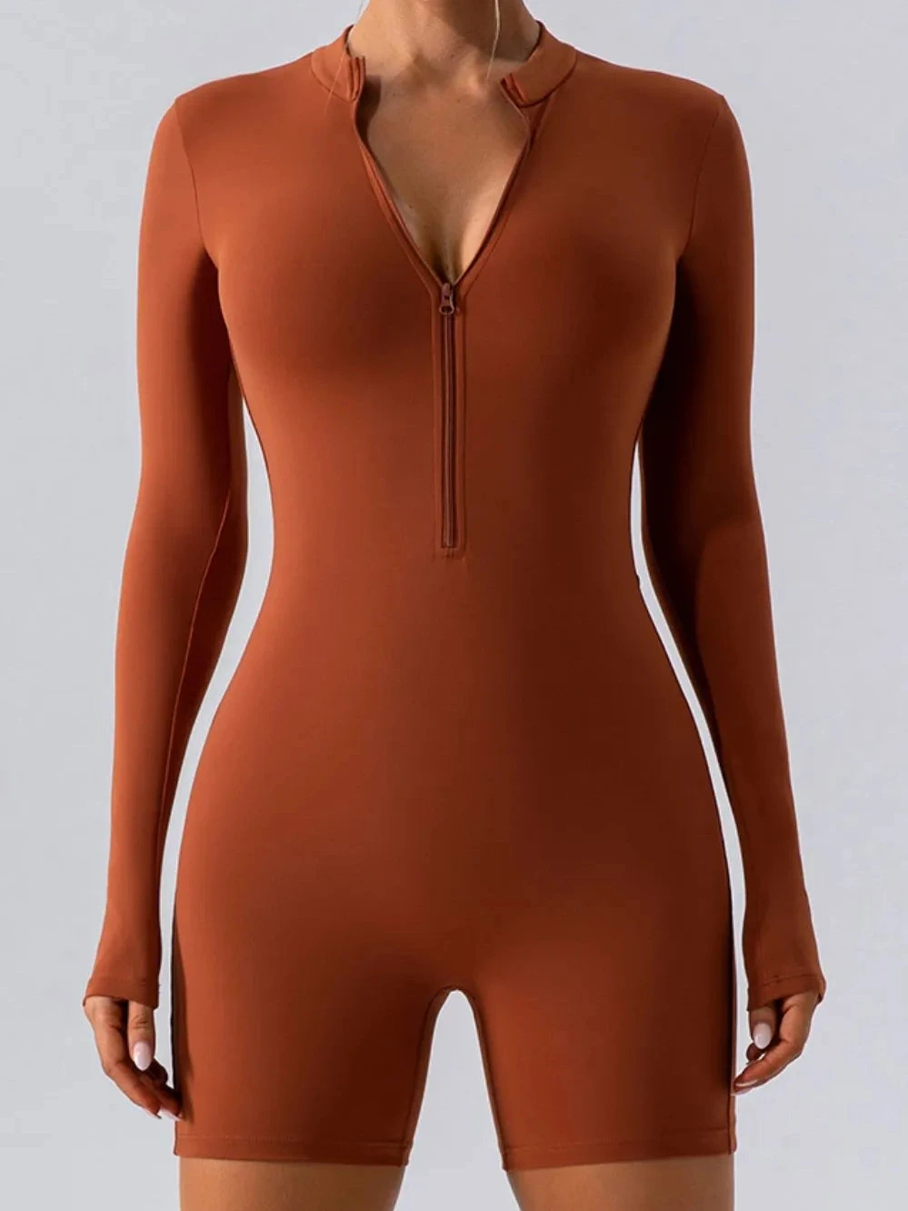 Half Zip Long Sleeve Active Romper product photo