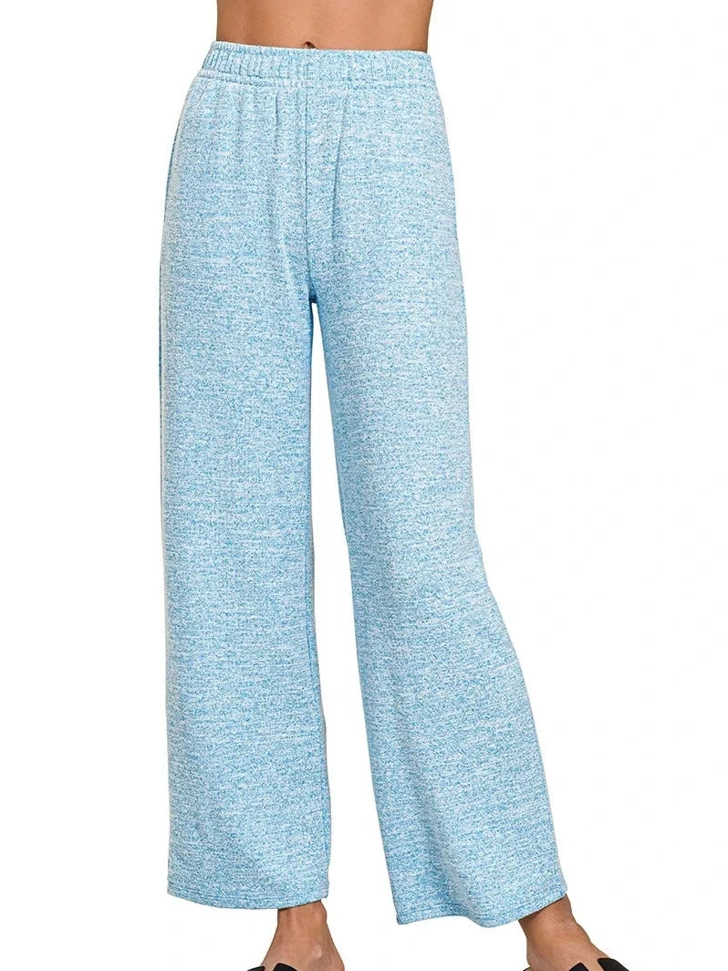 Zenana Soft Melange Hacci Elastic Waistband Lounge Pants product photo