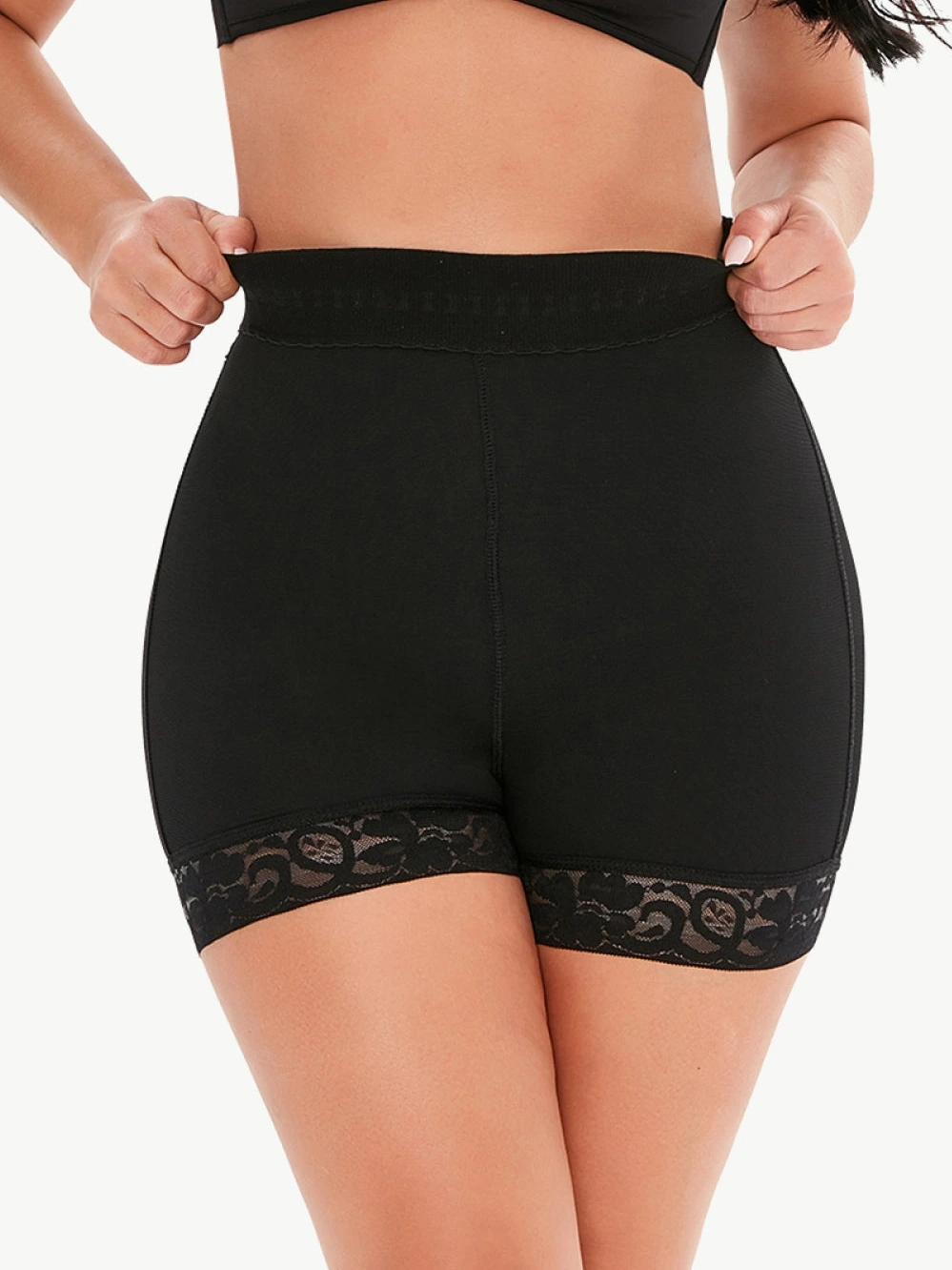 Full Size Pull-On Lace Trim Shaping Shorts product photo